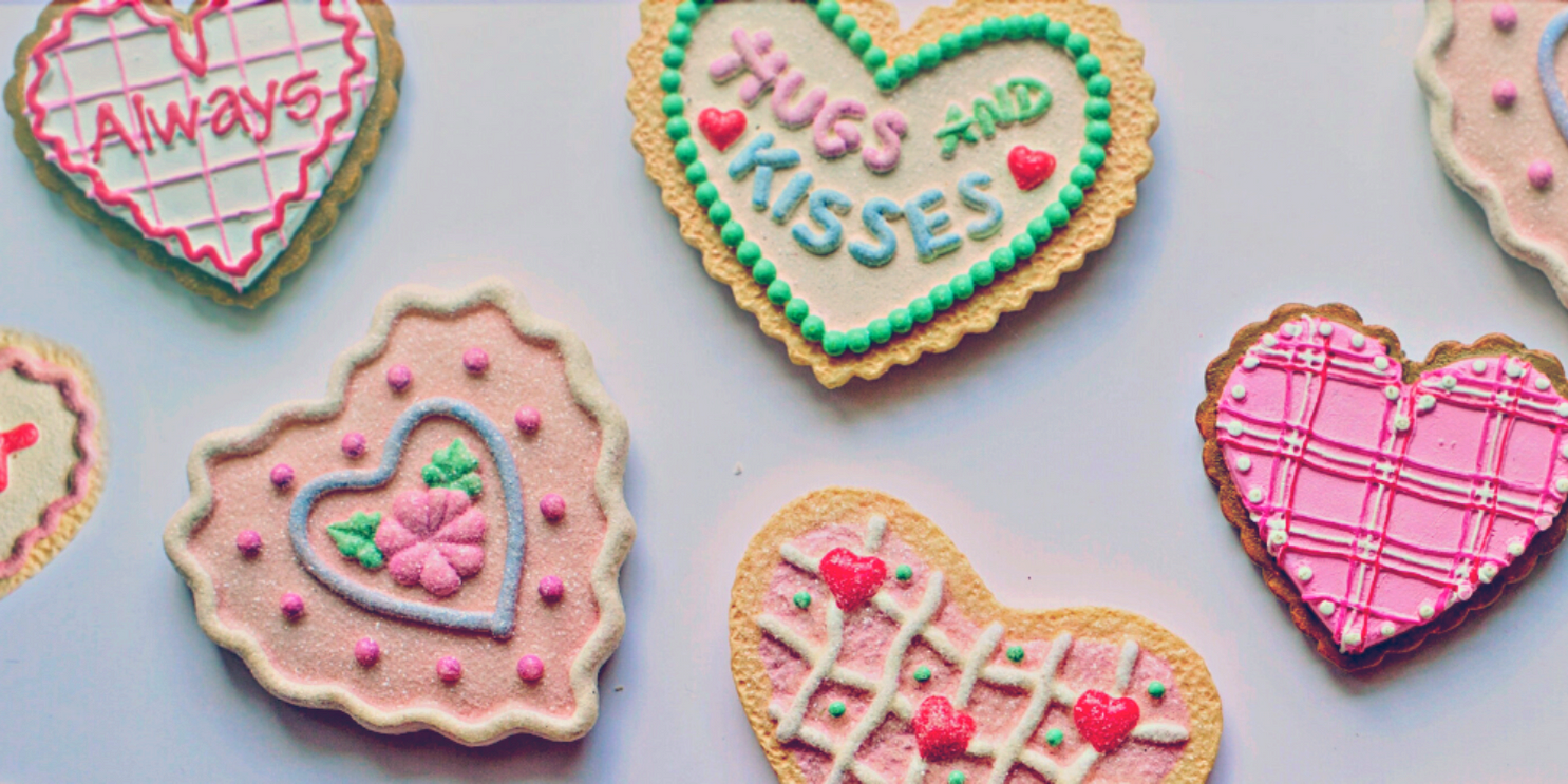 Cute heart-shaped cookies with various designs - Soulshine's Valentines Section