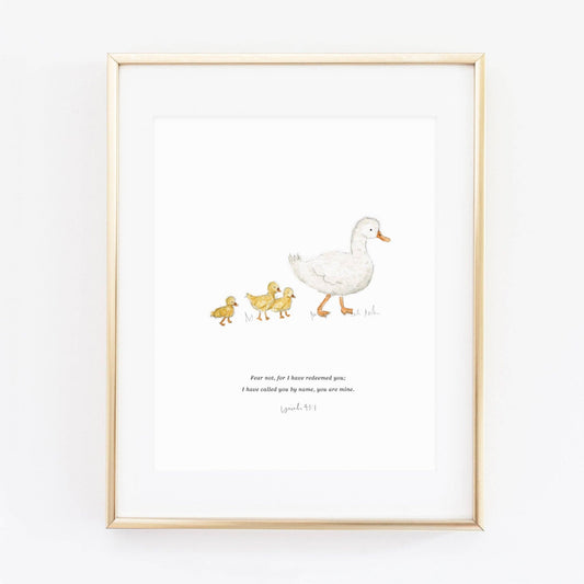 Isaiah 43:1 Mama and Baby Ducks Scripture Print