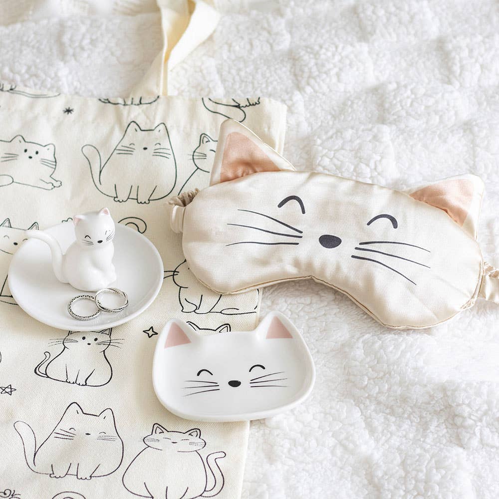 Something Different Wholesale White Cat Face Satin Eye Mask