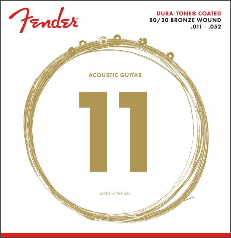 Fender dura-tone coated .011-.052 80/20 bronze wound acoustic guitar strings
