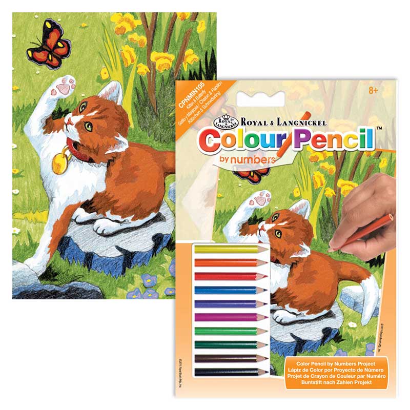 Royal & Lengnickel - Mini Colour Pencil by Number - Kitten & Butterfly
