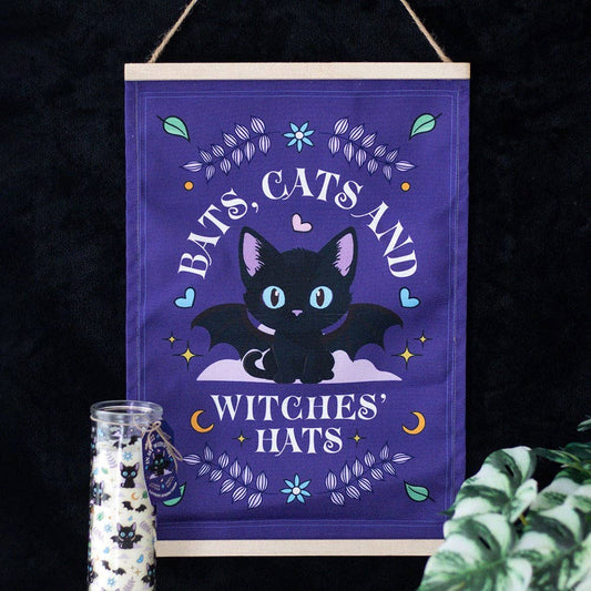 Something Different Wholesale Bats, Cats and Witches' Hats Fabric Wall Hanging