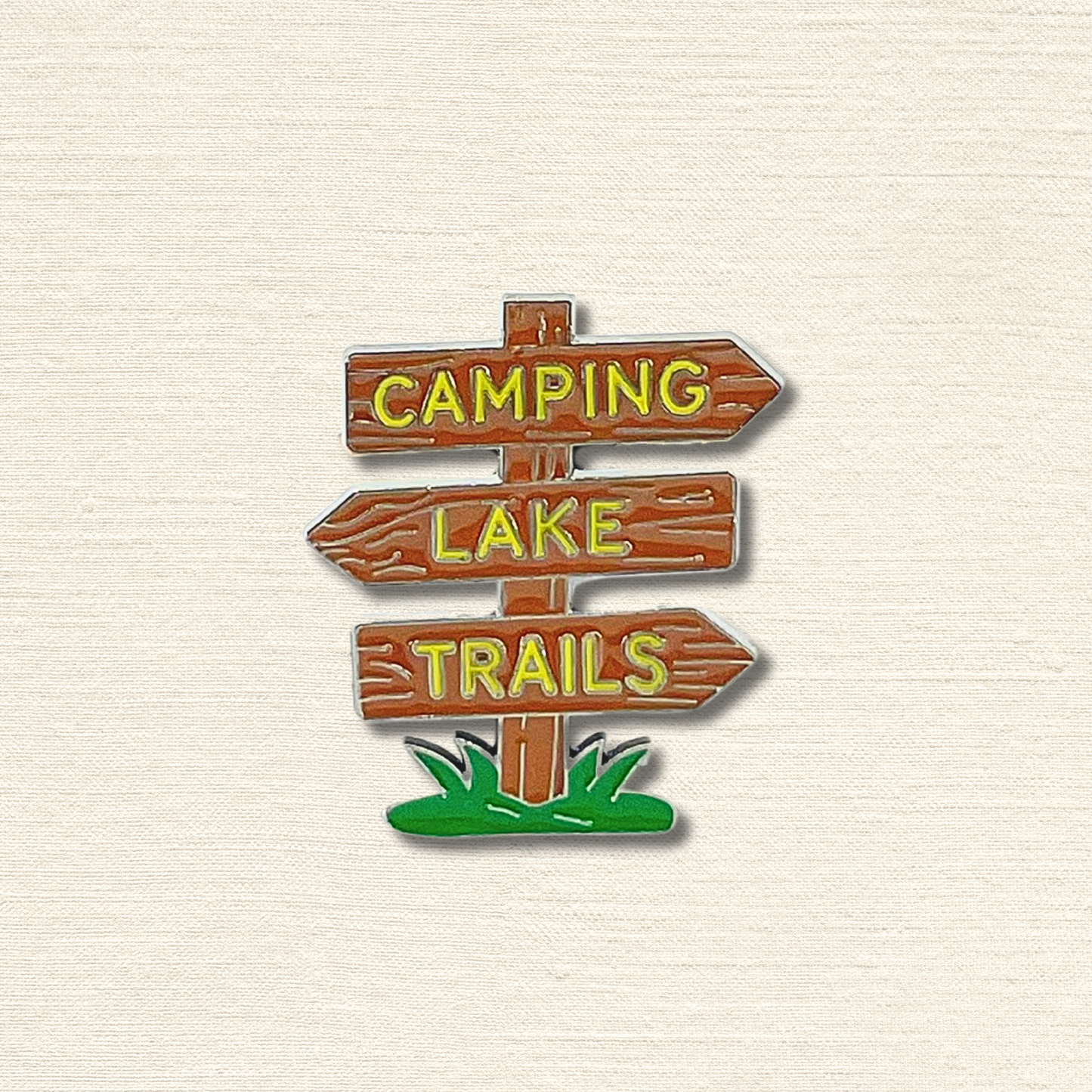Enamel Pin Camping, Lake, Trails