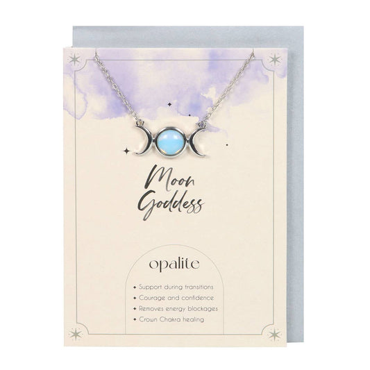 Something Different Wholesale Opalite Triple Moon Necklace on Greeting Card