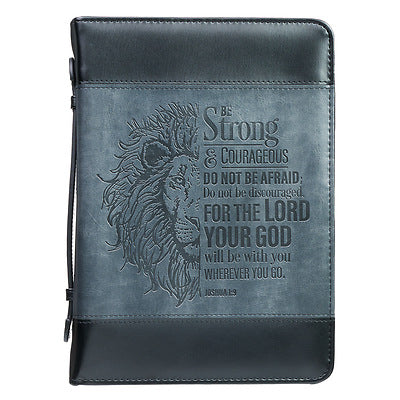 Bible Cover Be Strong Black XL