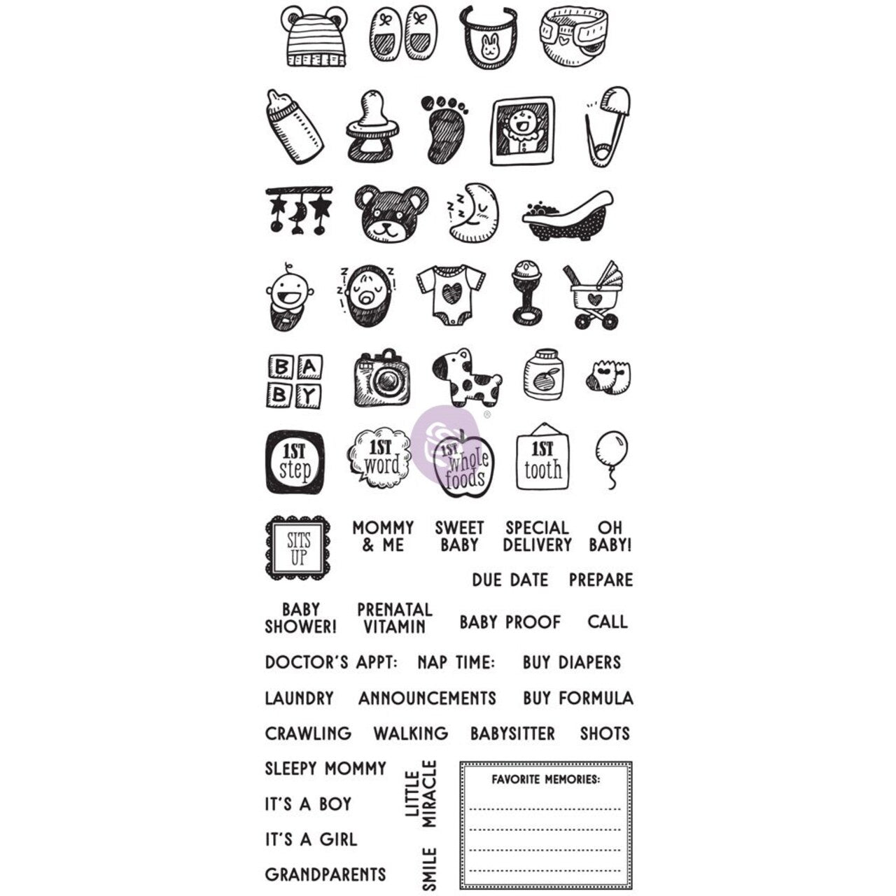 Prima - My Prima Planner Clear Stamps - Baby 56pcs