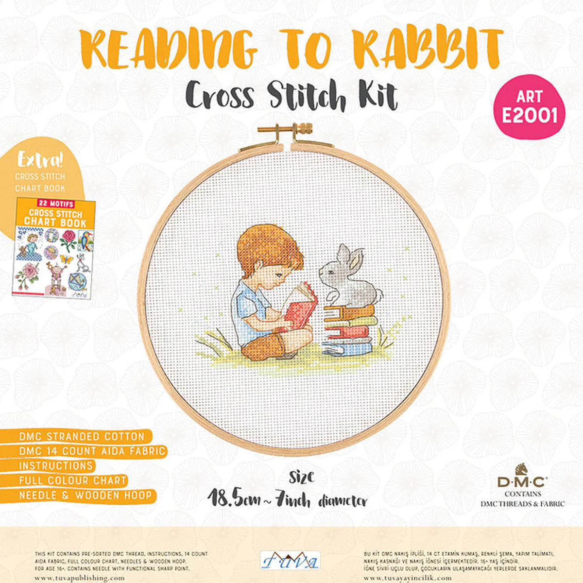 READING TO RABBIT CROSS STITCH HOOP KIT