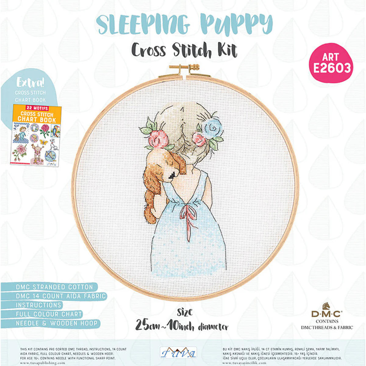 SLEEPING PUPPY CROSS STITCH HOOP KIT