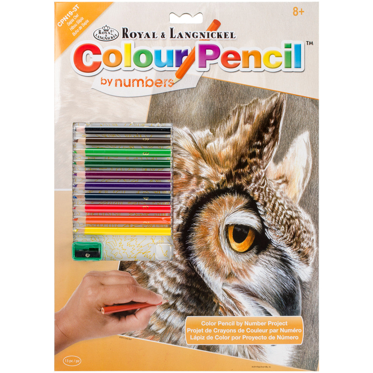 Royal & Langnickel - Colour Pencil by Number - Sepia Owl