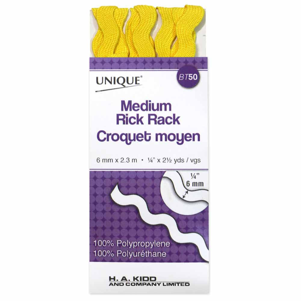 UNIQUE Medium Rick Rack 6mm x 2.3m - Canary