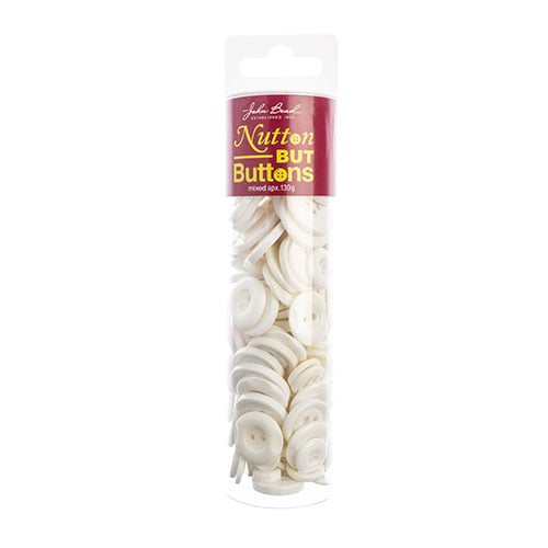 Nutton but Buttons 130g Tube Mixed Sizes Resin White
