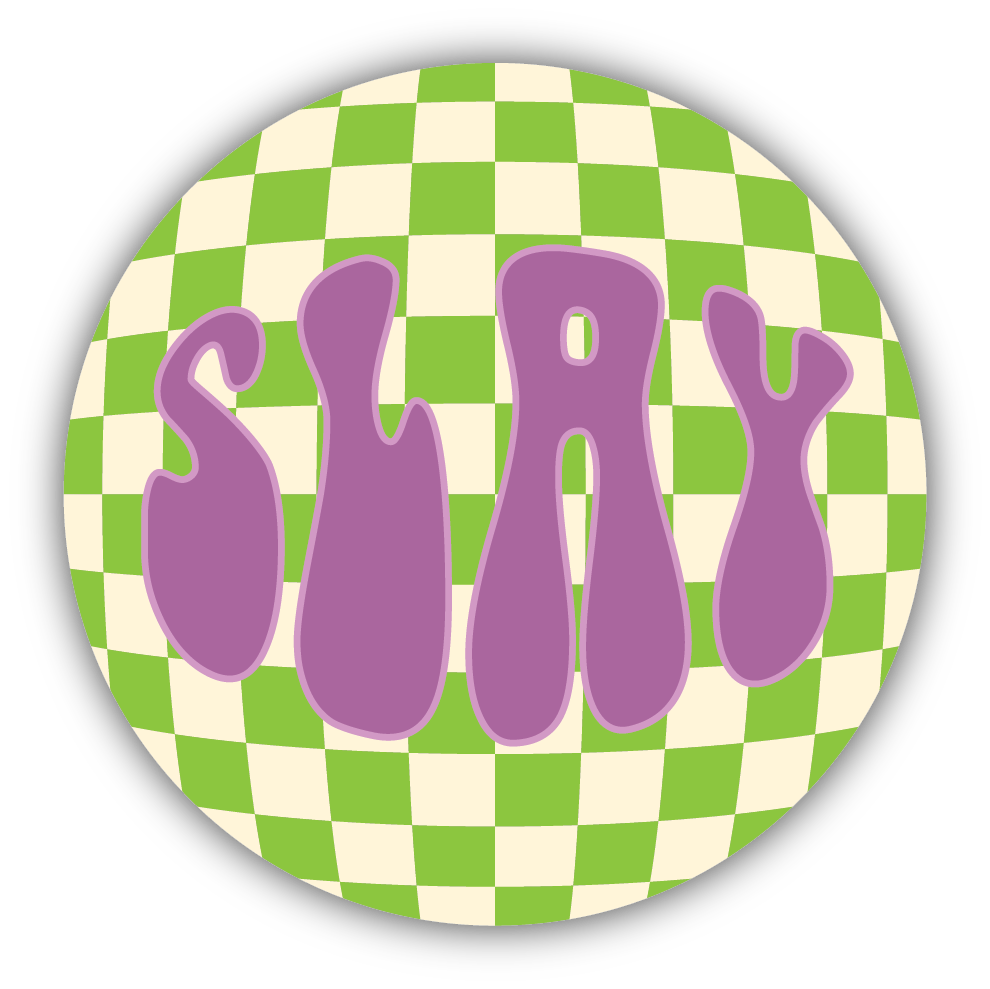 Slay Green Checker Board Sticker