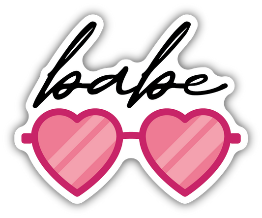 BABE HEART GLASSES STICKER