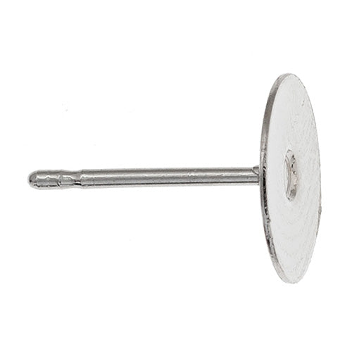 Ear Post Flat 8mm Nickel Color LF/NF w/ Silver Backs