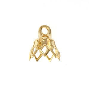 BELL CAP 7 PRONG GOLD 6PCS W/ HEADER SMALL 7X7MM