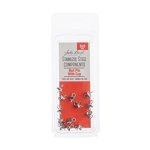 Stainless Steel Bail Pin w/Cup 8x5mm 12pcs