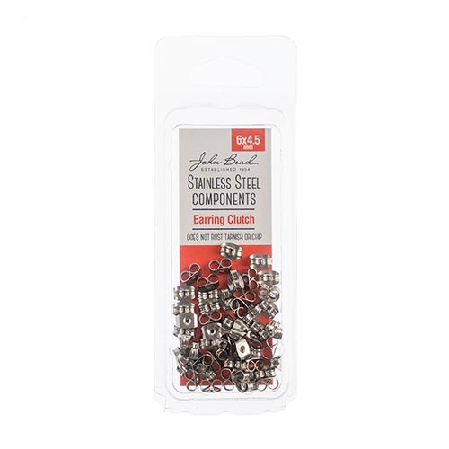 Stainless Steel Earring Clutch 6x4.5mm 50pcs