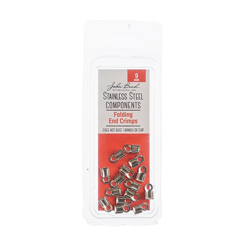Stainless Steel Folding End Crimp 9mm 15pcs