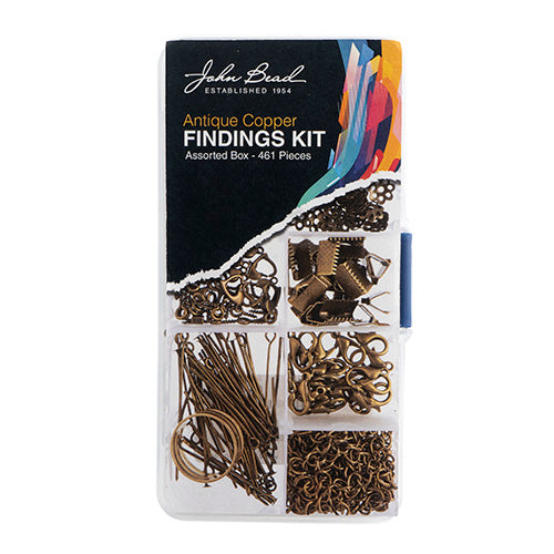 Findings - Assortment Box 9 Slots Antique Brass 461pcs