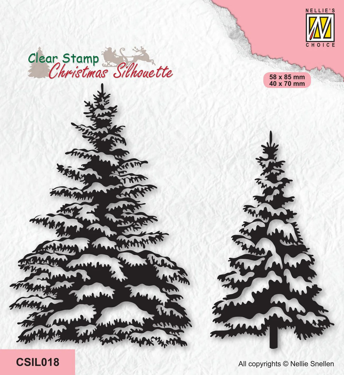 Nellie's Choice Clear Stamp : Christmas Silhouette - Snowy Pines Trees