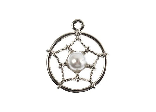 PENDANT DREAM CATCHER W/CRYSTL BEAD NICKEL