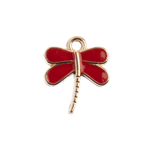 Sweet & Petite Charms 13x16mm Dragonfly Red 10pcs