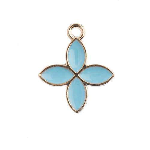 Sweet & Petite Charms 15x18mm Four Petals Light Blue 10pcs
