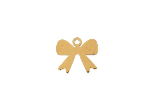 Sweet & Petite Charms 9.1x10mm Bow Gold Plated 6pcs