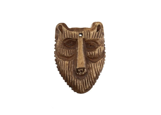 Bone Wolf Face Pendant 2pcs 1.8x1.18in Beige/Brown work on b