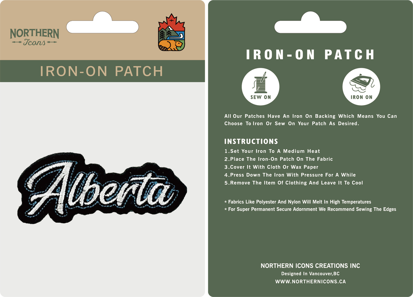 Northern Icons Canada Alberta iron-on embroidery patch