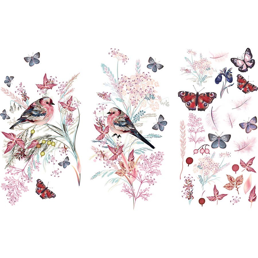 Hokus Pokus Decor Transfer Oiseau Rose