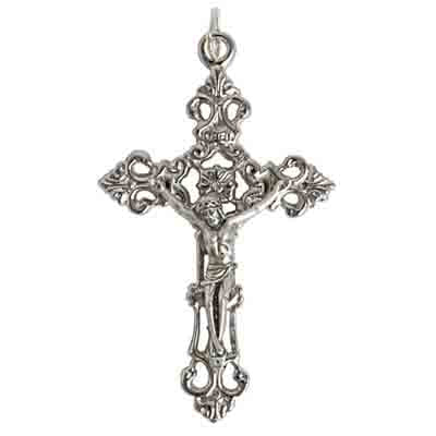 CRUCIFIX FANCY 50x34MM SILVER