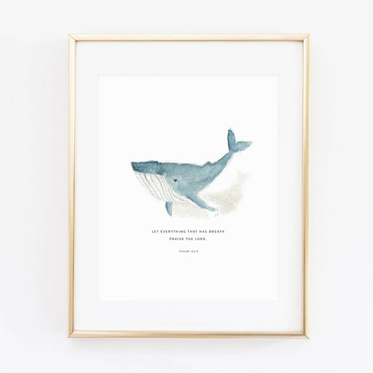 Psalm 150:6 Whale Scripture Print