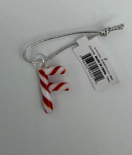 "F" CANDY STRIPPED ORNAMENT