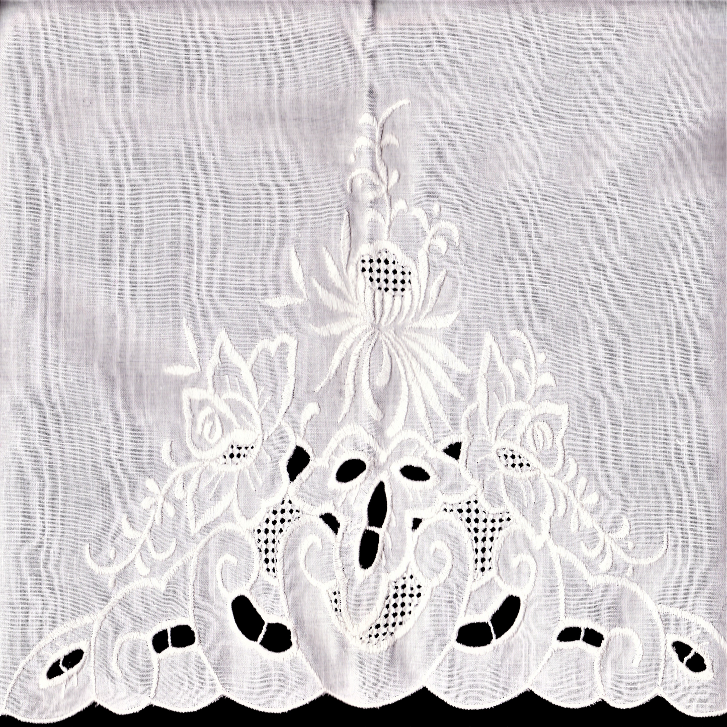 Eastern Sunrise Lace And Linens Inc. - Embroidered Flower Garden with Cut work Pillow Cases set of 2