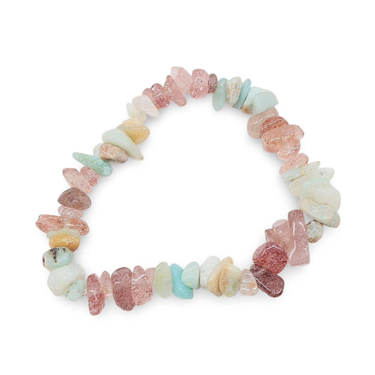 Amazonite and Strawberry Quartz Chip Bracelet