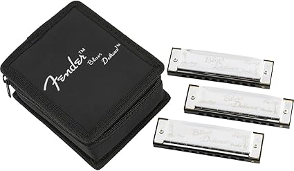 Fender Blues Deluxe Harmonica, Pack of 3 with case (Keys C,G,A)