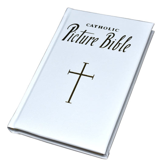 CATHOLIC PICTURE BIBLE WHITE BONDED LEATHER