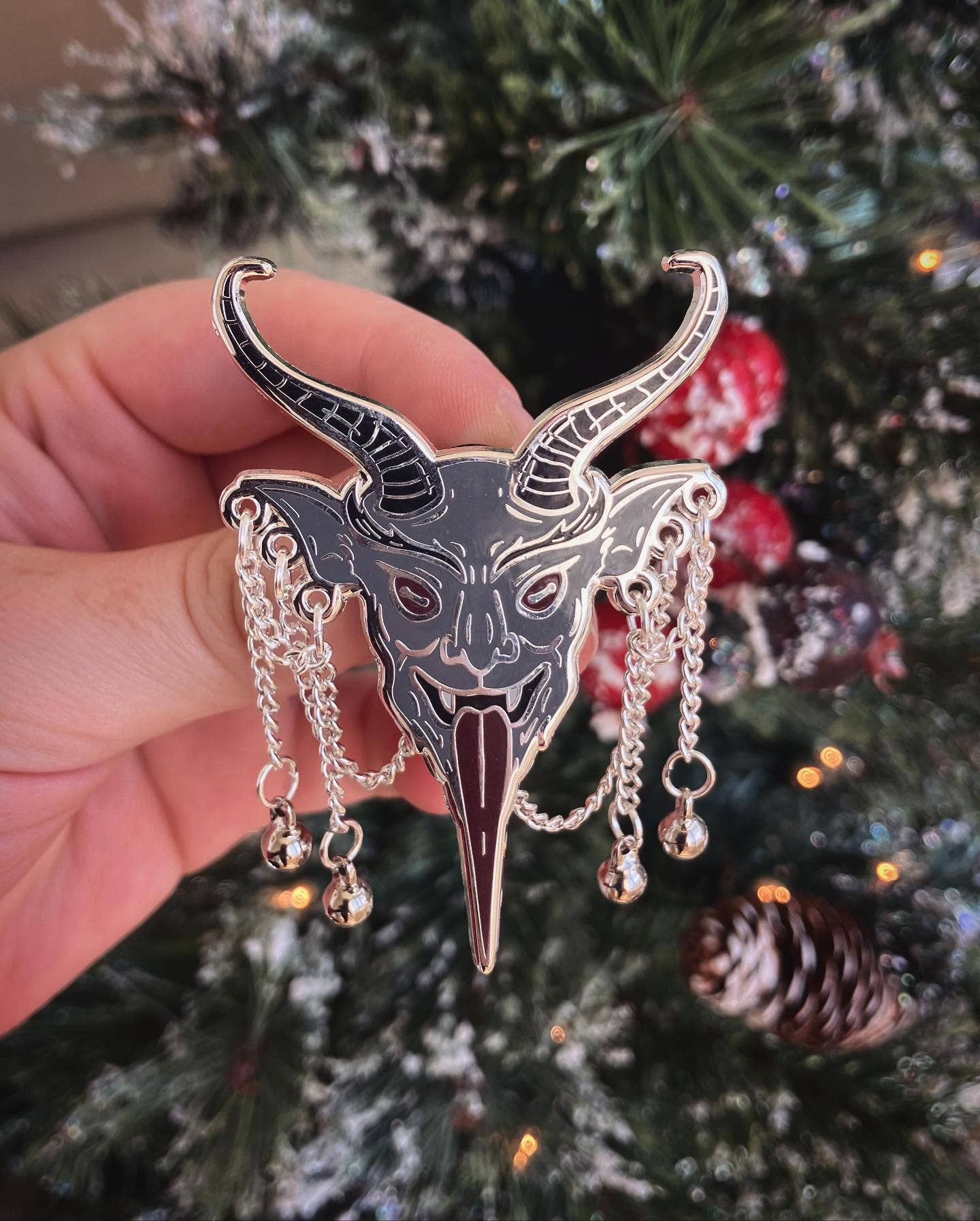 The Pickety Witch - Krampusnacht - Krampus with chains and bells enamel pin