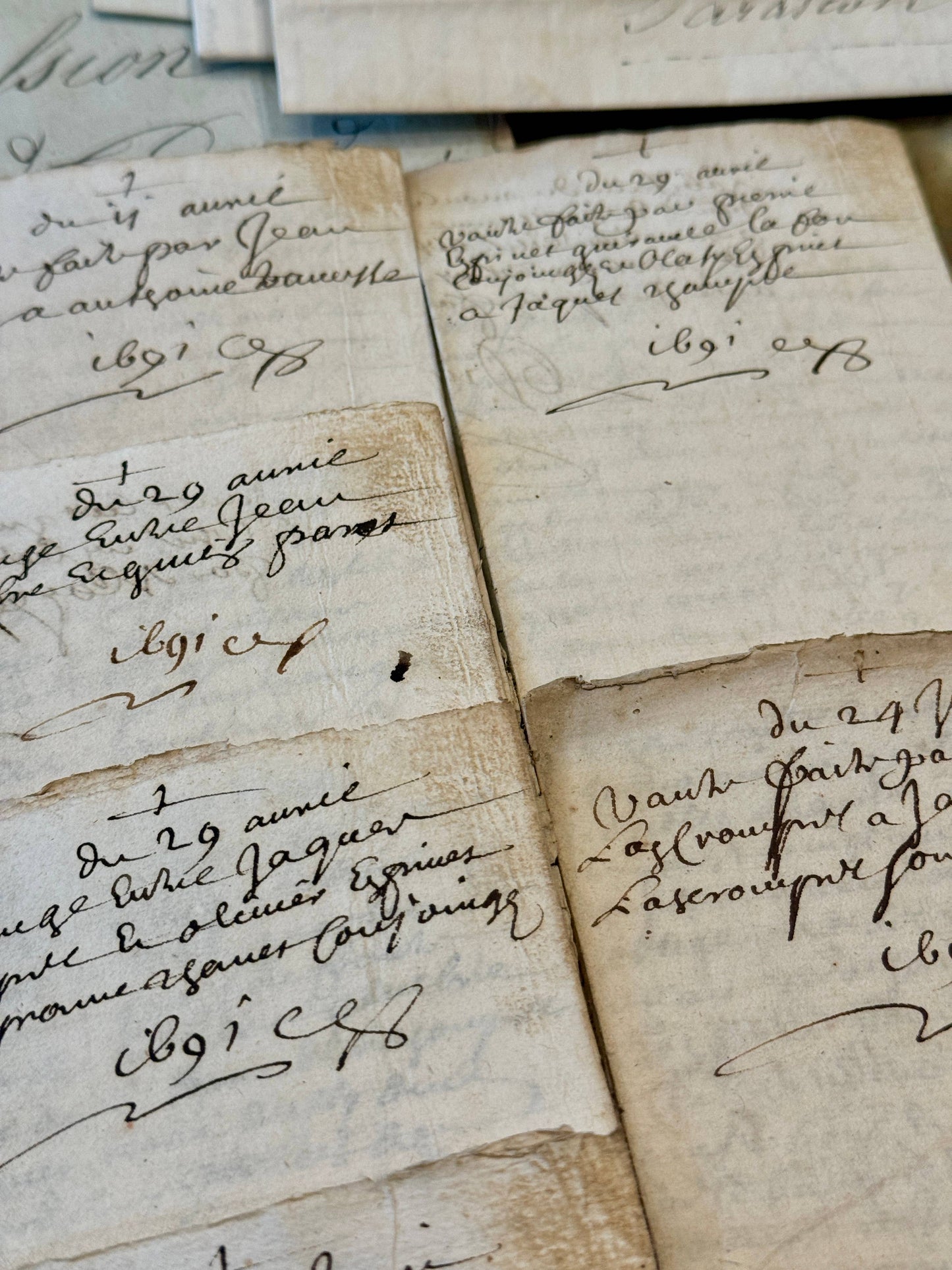 Monahan Papers - Antique 1691 French Documents - 333 Years Old