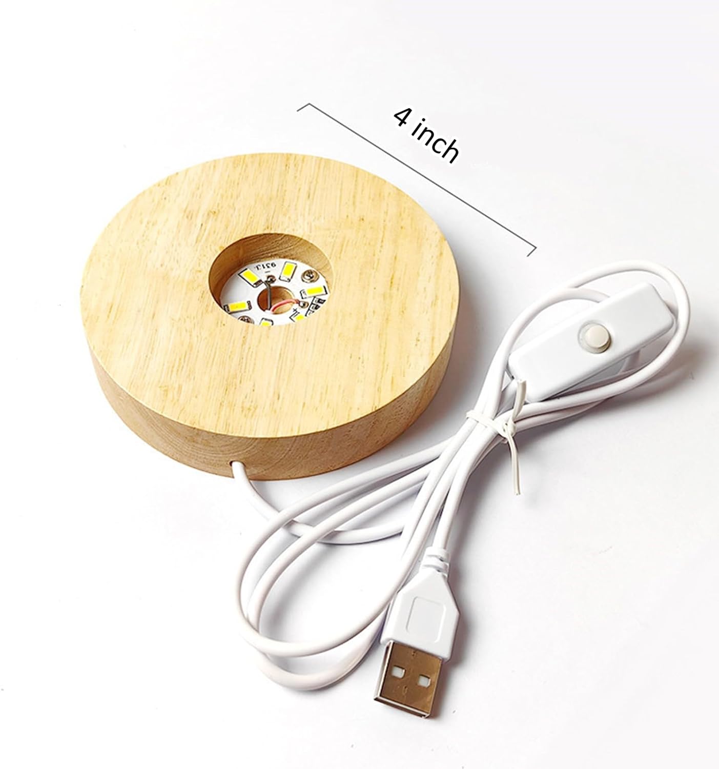 Wooden White Light Base 10cm