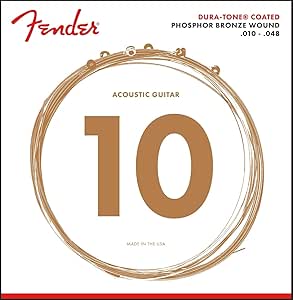 Fender dura-tone coated .010-.048 phosphor bronze wound acoustic guitar strings