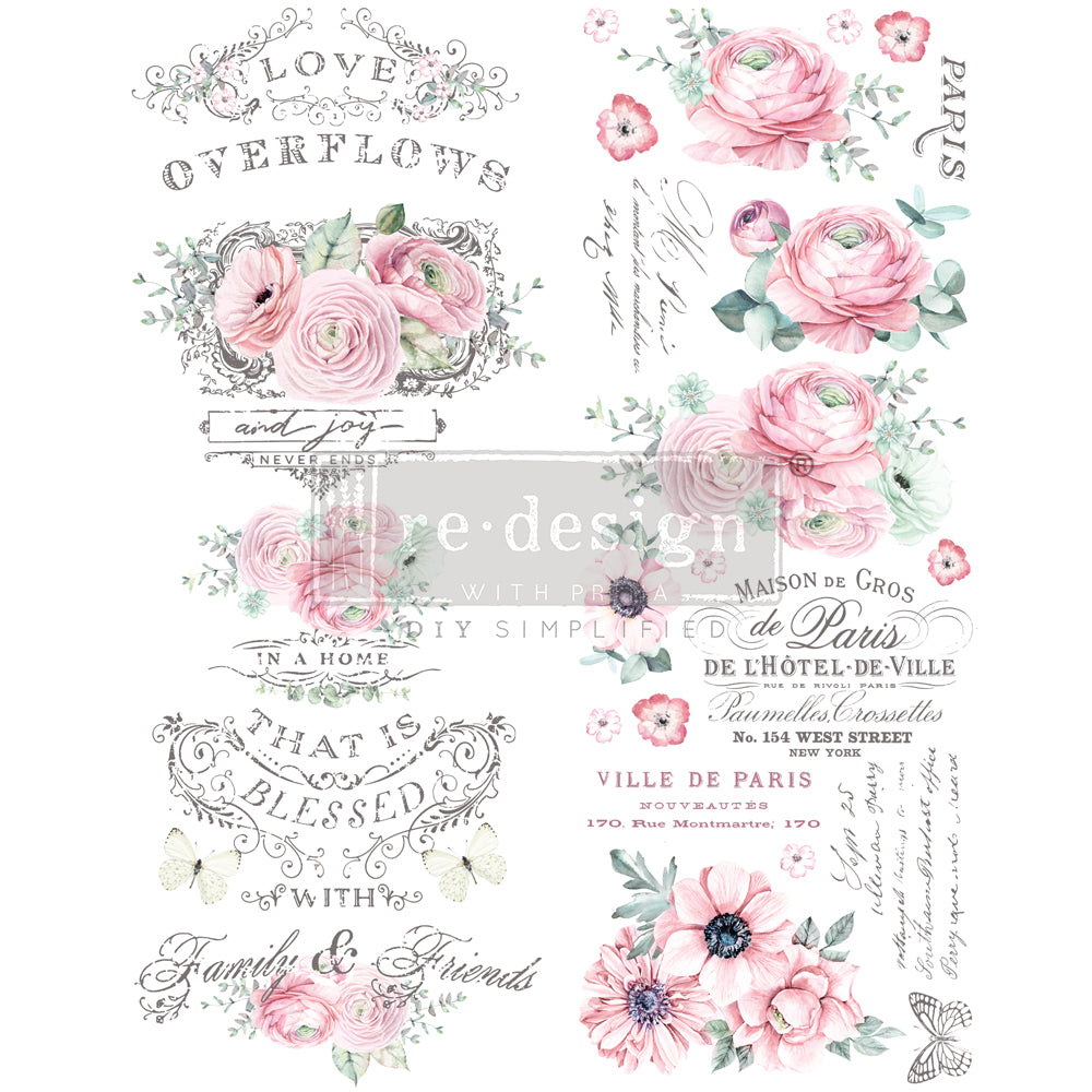Re-Design With Prima® Decor Transfer - Overflowing Love 24x35"
