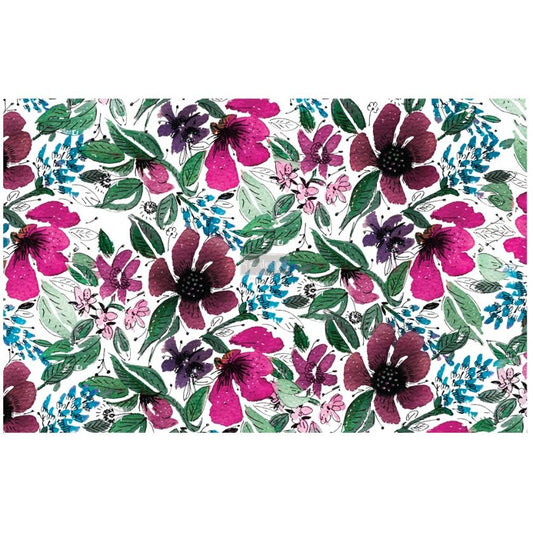 Re-Design With Prima® Decoupage Decor Tissue Paper - Watercolor Flora 19.5x30"