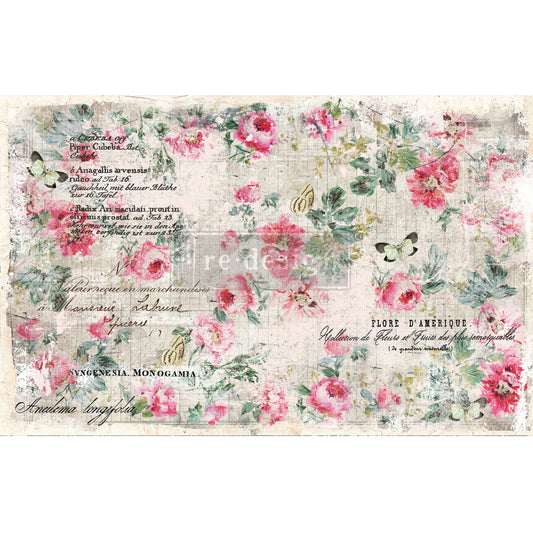 Floral Wallpaper Decoupage Tissue 19x30"