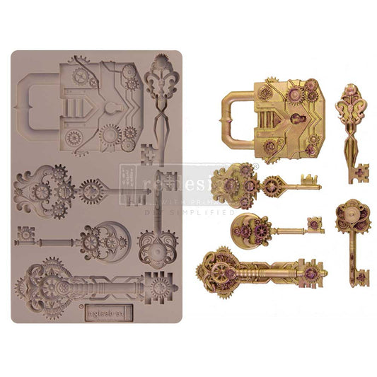 Re-Design With Prima® Decor Moulds - Mechanical Lock & Keys 5x8"