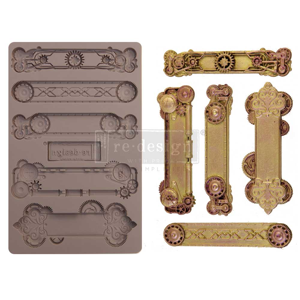 Re-Design With Prima® Decor Moulds – Steampunk Plates 5x8"
