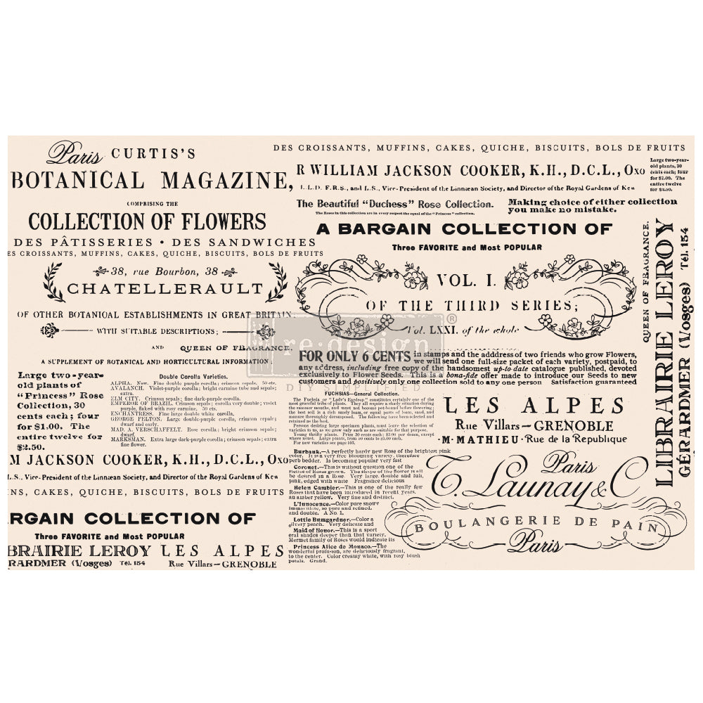 Redesign Decoupage Decor Tissue Paper Floral Text