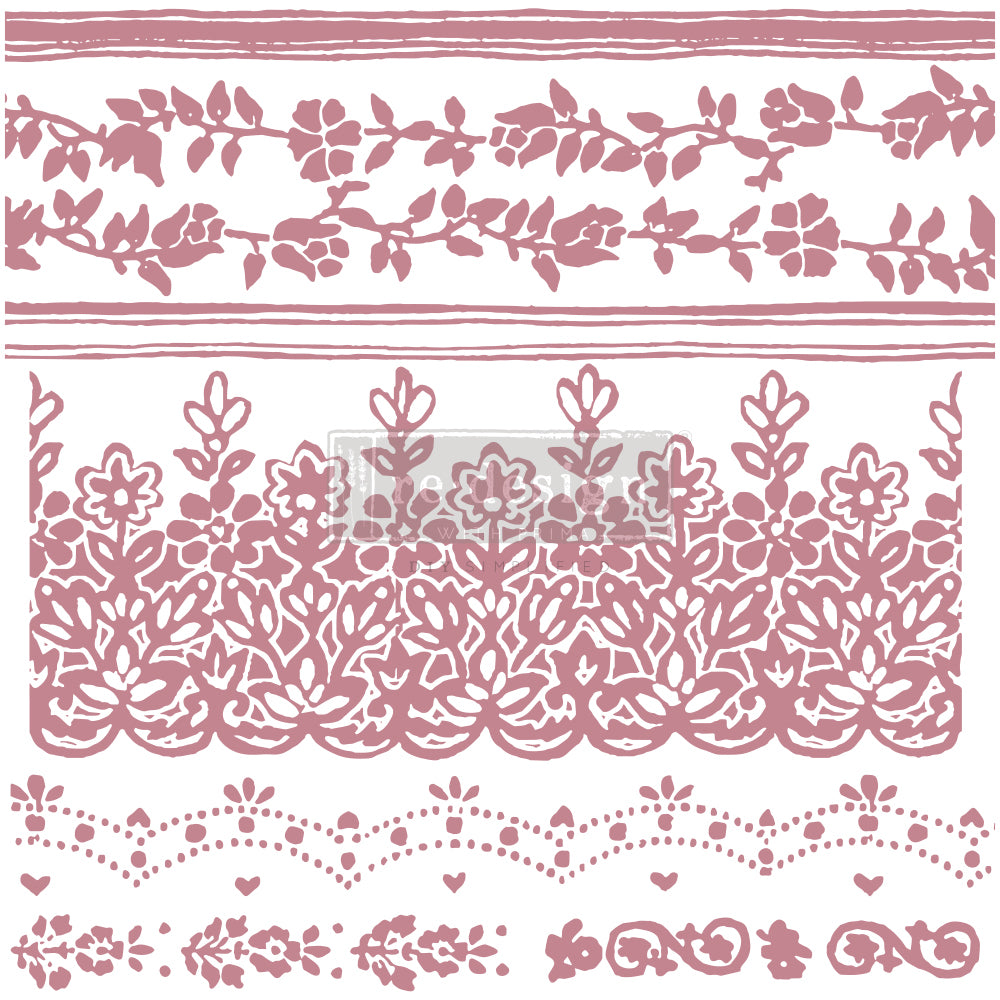 Re-Design With Prima® Clearly Aligned Decor Stamps - Floral Borders - 12x12"