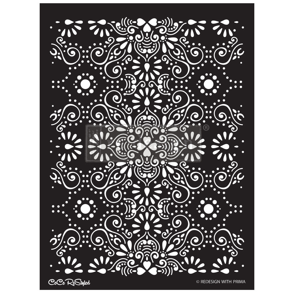 Re-Design With Prima® Decor Stencil : Cece - Eastern Abstract 18x25.5"